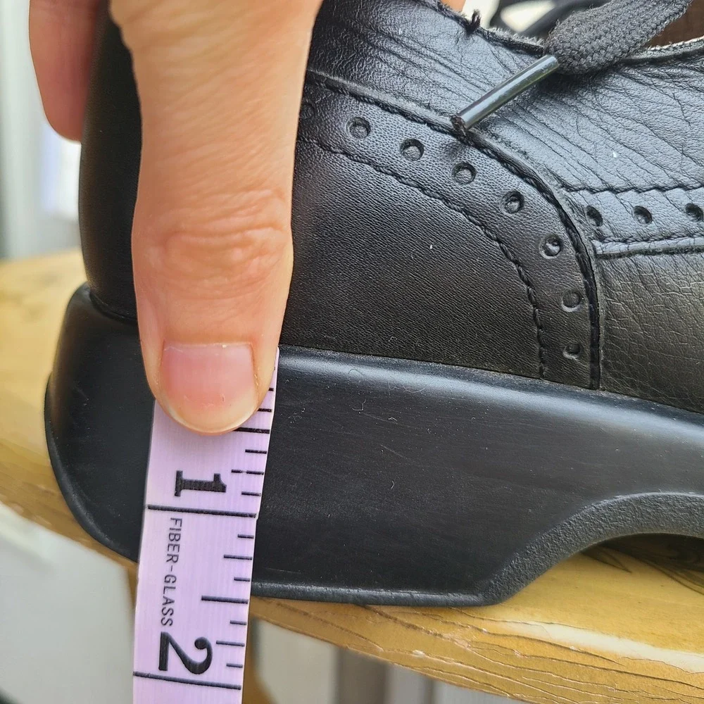 Black EU 40 100% Leather Buttery Soft Oxford Cap Toe Platform Shoes Portugal